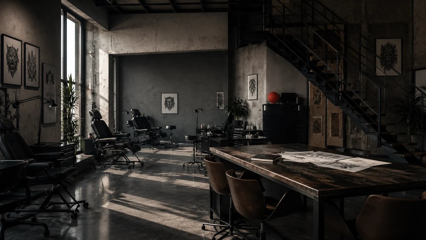 Puste, przygotowane do pracy studio tatuażu