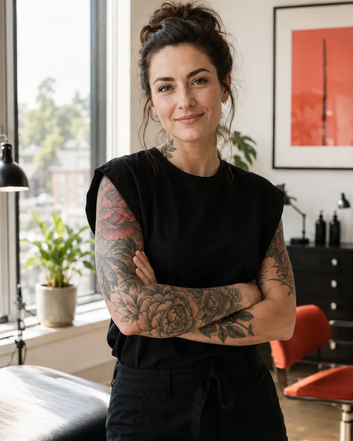 Portret tatuatorki w studiu