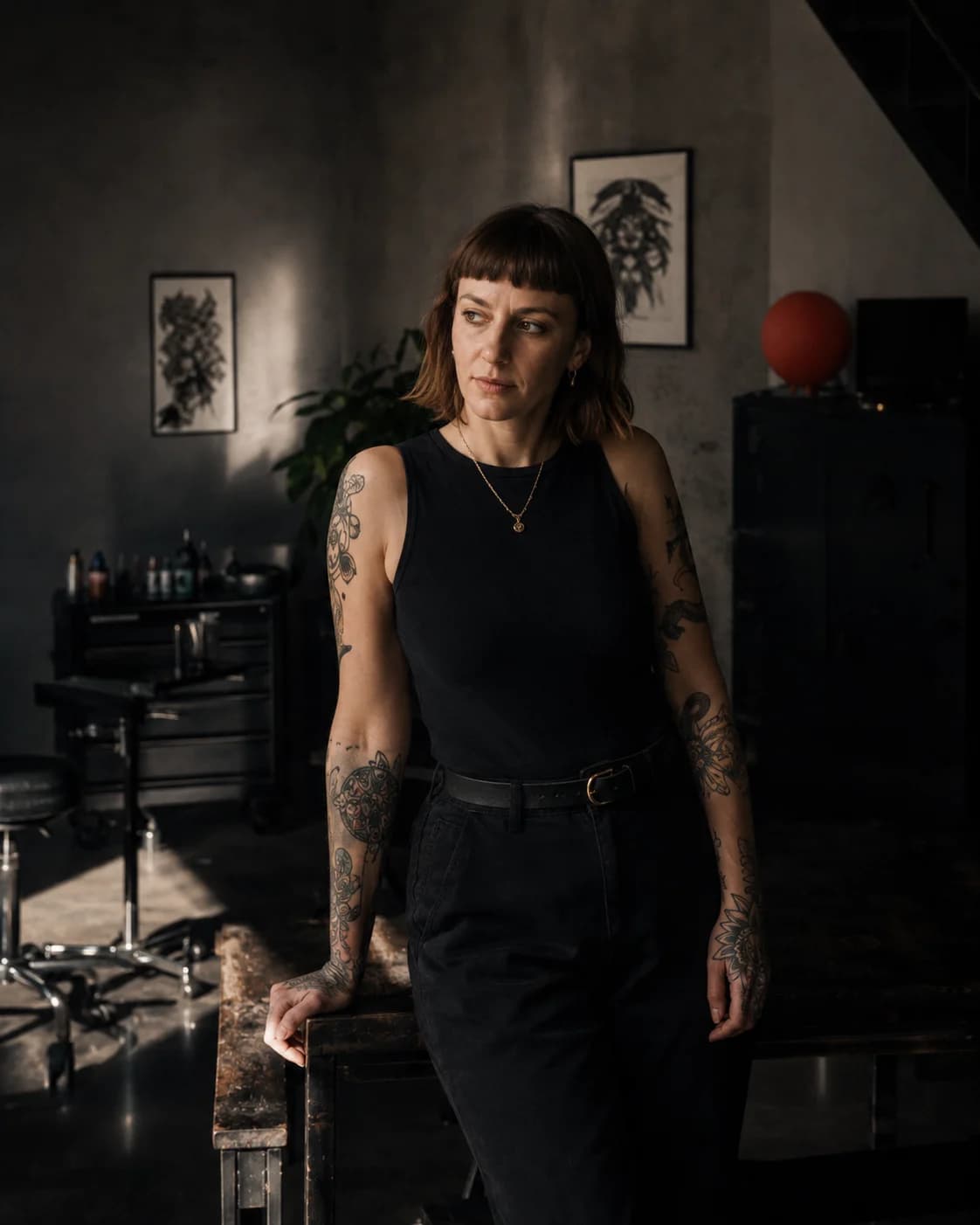 Portret tatuatorki w studiu